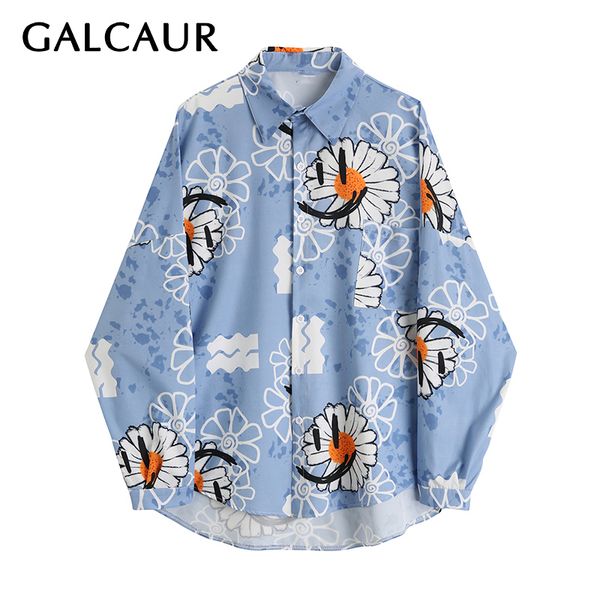 galcaur vintage daisy print hit color women's shirt lapel collar long sleeve large size loose blouse female spring fashion 2020, White
galcaur vintage daisy print hit color women's shirt lapel collar long sleeve large size loose blouse female spring fashion 2020, White