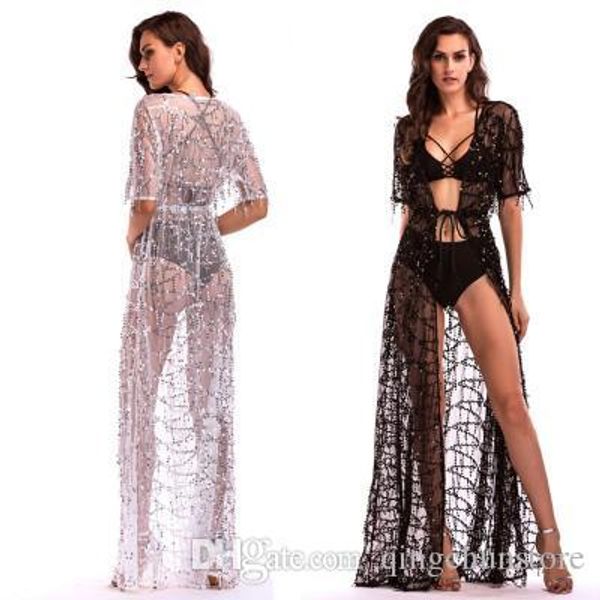 2019 bikini cover-up dresses sequined tassels maxi casual dresses deep v-neck short sleeve kimono dress beach party prom dresses, Black;gray
2019 bikini cover-up dresses sequined tassels maxi casual dresses deep v-neck short sleeve kimono dress beach party prom dresses, Black;gray