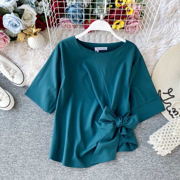 new fashion bowknot lace-up chiffon blouse women short sleeve o-neck solid color elegant loose shirts 2020 new lady summer, White
new fashion bowknot lace-up chiffon blouse women short sleeve o-neck solid color elegant loose shirts 2020 new lady summer, White