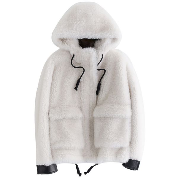 women's fur & faux 100% wool jacket autumn winter coat women clothes real korean hooded sheep shearling manteau femme hiver zt813, Black
women's fur & faux 100% wool jacket autumn winter coat women clothes real korean hooded sheep shearling manteau femme hiver zt813, Black