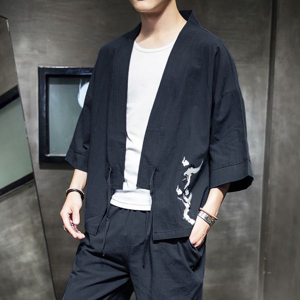 men's casual shirts -5xl plus size men japanese streetwear shirt 3/4 sleeve mens fashion kimono vintage chinese style harujuku man, White;black
men's casual shirts -5xl plus size men japanese streetwear shirt 3/4 sleeve mens fashion kimono vintage chinese style harujuku man, White;black