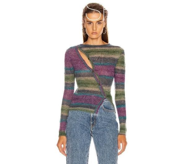 1090 elegant also attractive mohair diagonal gusset hollow little rainbow stripes cardigan woman, White;black
1090 elegant also attractive mohair diagonal gusset hollow little rainbow stripes cardigan woman, White;black