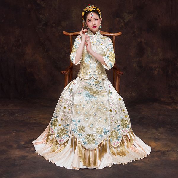 ethnic clothing champagne weeding party cheongsam qipao dress national costume womens overseas chinese style bride embroidery, Red
ethnic clothing champagne weeding party cheongsam qipao dress national costume womens overseas chinese style bride embroidery, Red