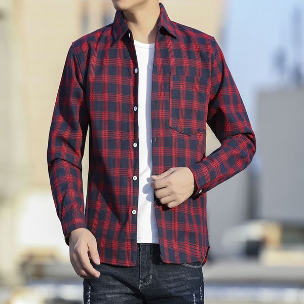 plaid print shirt pocket patchwork blouse turndown collar long sleeve shirts men shirt blouse camisa social masculina, White;black
plaid print shirt pocket patchwork blouse turndown collar long sleeve shirts men shirt blouse camisa social masculina, White;black