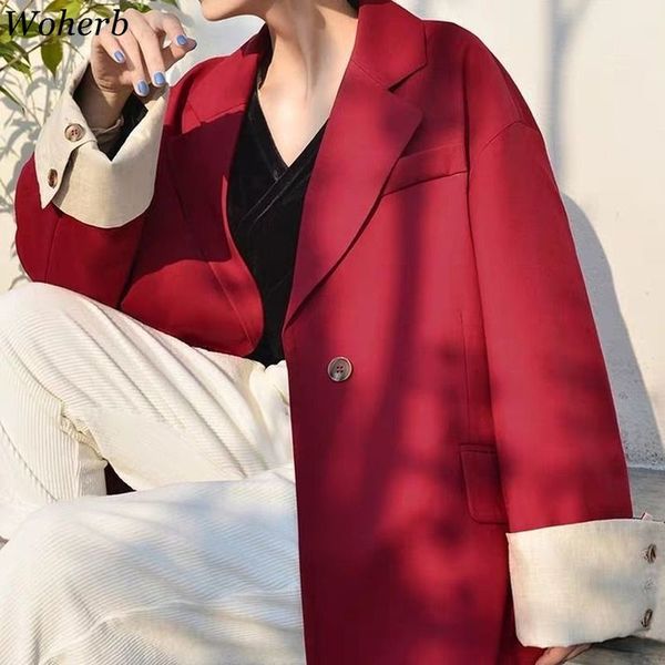 women's suits & blazers woherb 2021 blazer femme jackets women casual loose solid one button coat office lady jacket female suit, White;black
women's suits & blazers woherb 2021 blazer femme jackets women casual loose solid one button coat office lady jacket female suit, White;black