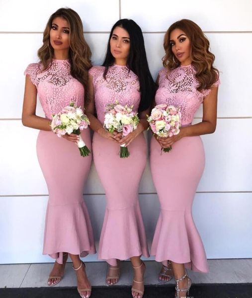 blush pink short mermaid bridesmaid dresses new cap sleeve high neck high low lace maid of honor gowns prom party gowns b08, White;pink
blush pink short mermaid bridesmaid dresses new cap sleeve high neck high low lace maid of honor gowns prom party gowns b08, White;pink