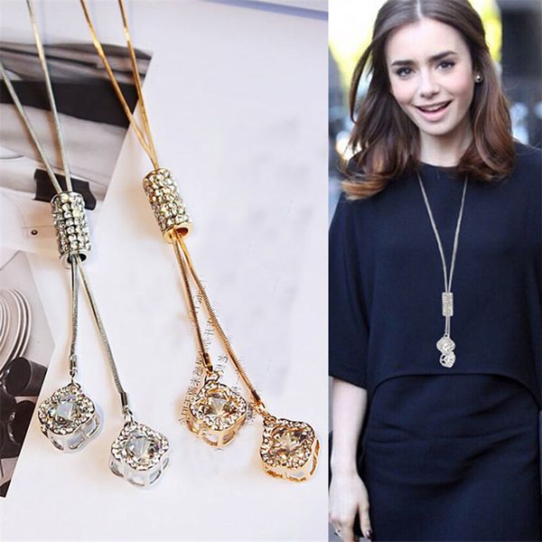 luxury clover cubic zircon necklace sweater chain tassel long necklaces women accessory crystal fashion pendants necklace, Silver
luxury clover cubic zircon necklace sweater chain tassel long necklaces women accessory crystal fashion pendants necklace, Silver