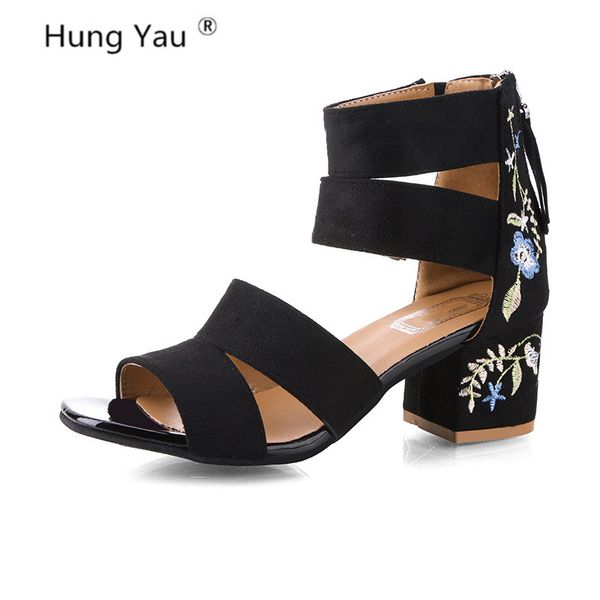 girls gladiator sandals summer women chunky high heel open peep toe pumps platform embroidered sandals zip shoes size 34-43, Black
girls gladiator sandals summer women chunky high heel open peep toe pumps platform embroidered sandals zip shoes size 34-43, Black
