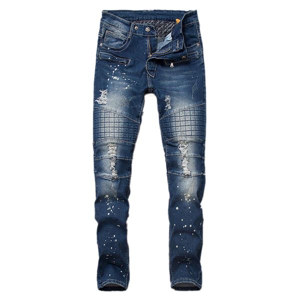 european and american style holes printed mens jeans night club elastic casual jeans pants for men, Blue
european and american style holes printed mens jeans night club elastic casual jeans pants for men, Blue