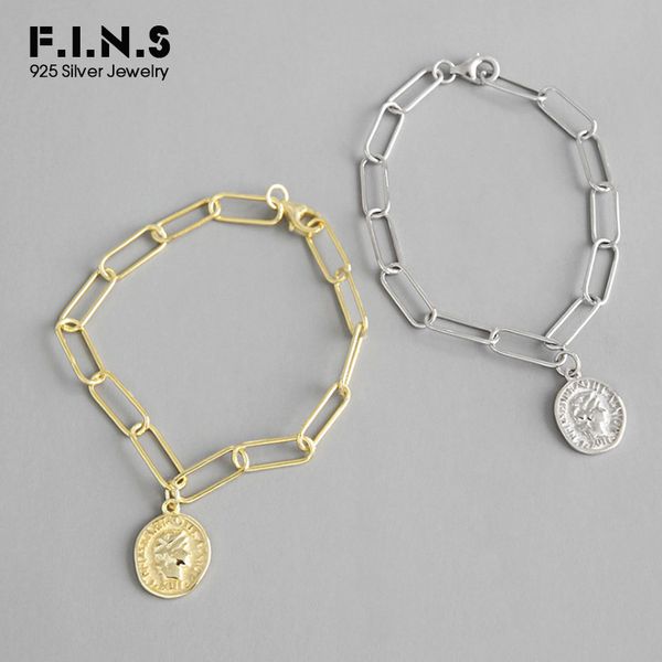 f.i.n.s silver 925 link chain bracelet golden 925 sterling silver bracelets for women portrait coin pendant charm bracelets, Golden;silver
f.i.n.s silver 925 link chain bracelet golden 925 sterling silver bracelets for women portrait coin pendant charm bracelets, Golden;silver