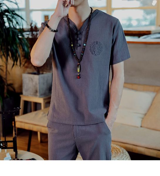 men's chinese style summer linen set sweatshirt tracksuit men casual cotton linen short sleeved t-shirt trousers two-piece sets, Gray
men's chinese style summer linen set sweatshirt tracksuit men casual cotton linen short sleeved t-shirt trousers two-piece sets, Gray