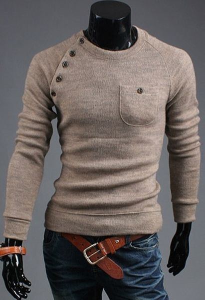 beige new men's fashion sweater irregular button stitching fashionable slim, White;black
beige new men's fashion sweater irregular button stitching fashionable slim, White;black