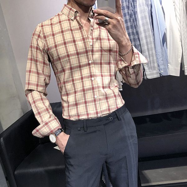 fashion plaid shirt men social long sleeve slim fit dress shirt male smart casual blouse business formal spring french cufflinks, White;black
fashion plaid shirt men social long sleeve slim fit dress shirt male smart casual blouse business formal spring french cufflinks, White;black