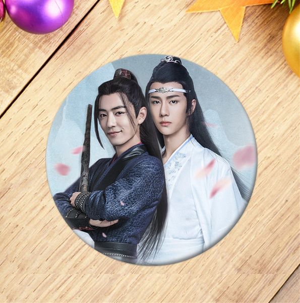 

44/58mm xiao zhan wang yibo brooch pin badge clothes hat backpack decoration accessories 2pcs customizable brooch pins fans gift, Gray