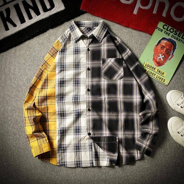 spring plaid shirt men japanese style casual loose long sleeve mens shirts fashion patchwork cotton men shirt korean clothes, White;black
spring plaid shirt men japanese style casual loose long sleeve mens shirts fashion patchwork cotton men shirt korean clothes, White;black