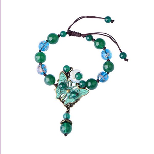 wholesale 5 pcs antique copper butterfly green agates beads elastic bracelet colored glaze classic style jewelry, Black
wholesale 5 pcs antique copper butterfly green agates beads elastic bracelet colored glaze classic style jewelry, Black