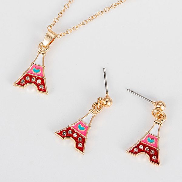 wild retro eiffel tower alloy drop oil ladies pendant necklace earrings set women's jewelry gift, Silver
wild retro eiffel tower alloy drop oil ladies pendant necklace earrings set women's jewelry gift, Silver
