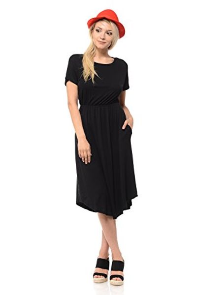 iconic luxe women's short sleeve flare midi dress with pockets in solid and floral - made in usa, Black;gray
iconic luxe women's short sleeve flare midi dress with pockets in solid and floral - made in usa, Black;gray
