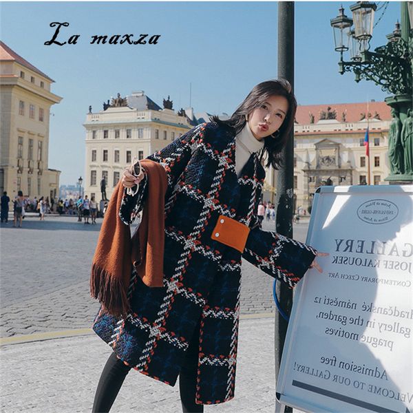 woman coats winter long wool plaid coat 2018 vintage elegant casual fashion korean ladies coats, Black
woman coats winter long wool plaid coat 2018 vintage elegant casual fashion korean ladies coats, Black