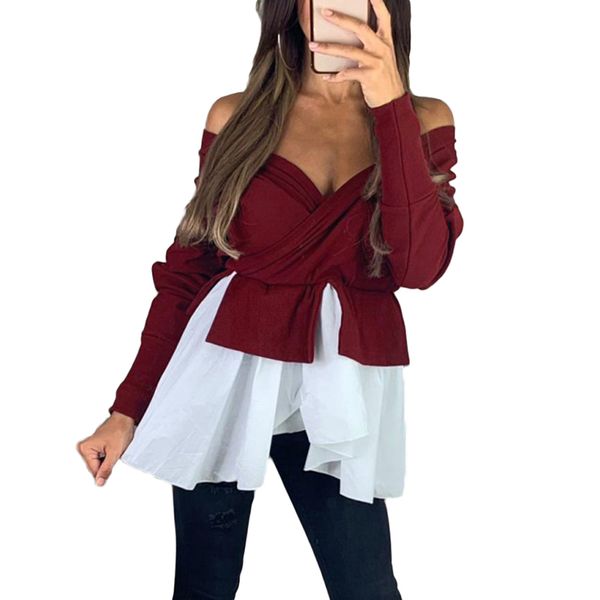 fashion women off shoulder puff sleeve ruffle v-neck crop loose strapless casual solid color t shirt blouse, White
fashion women off shoulder puff sleeve ruffle v-neck crop loose strapless casual solid color t shirt blouse, White