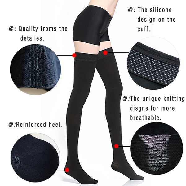 findcool thihg compression stockings 20-30 mmhg closed toe silicone band support hose graduated compression, Black
findcool thihg compression stockings 20-30 mmhg closed toe silicone band support hose graduated compression, Black