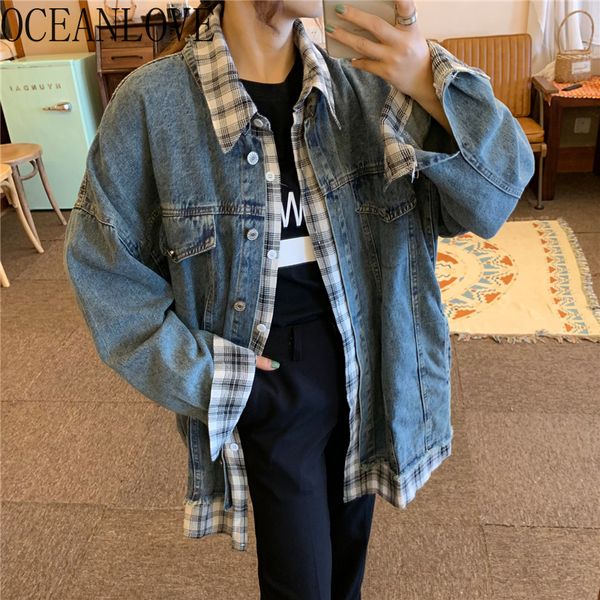 oceanlove denim jacket women 2019 autumn new lose thin outwear fake two pieces patchwork plaid korean button jackets 12741, Black;brown
oceanlove denim jacket women 2019 autumn new lose thin outwear fake two pieces patchwork plaid korean button jackets 12741, Black;brown