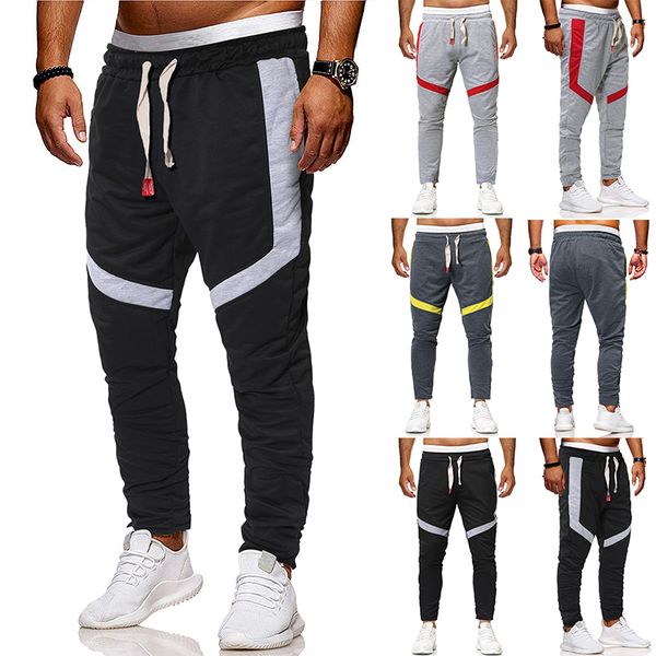 pencil pants men's european size contrast color spliced trousers with zipper leisure drawstring trousers, Black
pencil pants men's european size contrast color spliced trousers with zipper leisure drawstring trousers, Black