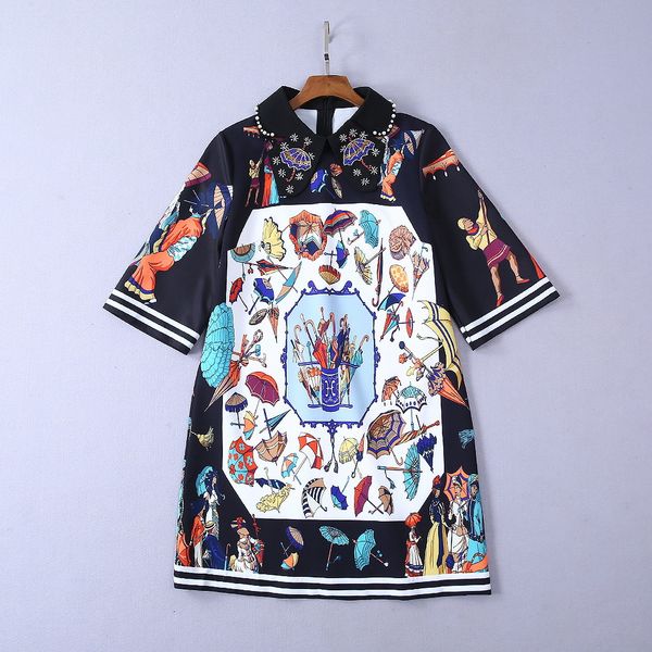 european and american women's clothing 2019 summer new style fashion cartoon printing short sleeve stud lapels dress, Black;gray
european and american women's clothing 2019 summer new style fashion cartoon printing short sleeve stud lapels dress, Black;gray