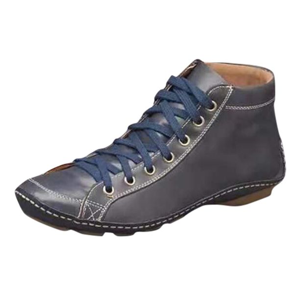 women's casual flat leather retro lace-up boots side zipper round toe shoe boots round head side zipper short women f108, Black
women's casual flat leather retro lace-up boots side zipper round toe shoe boots round head side zipper short women f108, Black