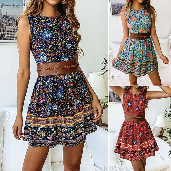 2020 new style women sleeveless boho crew neck floral short mini dress ladies summer sundress holiday, Black;gray
2020 new style women sleeveless boho crew neck floral short mini dress ladies summer sundress holiday, Black;gray