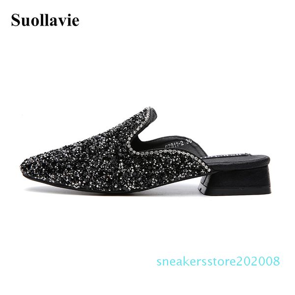 women slippers women square heel sandals shoes crystal sequined cloth casual female mules low heel ladies sandals bling slides d08, Black
women slippers women square heel sandals shoes crystal sequined cloth casual female mules low heel ladies sandals bling slides d08, Black