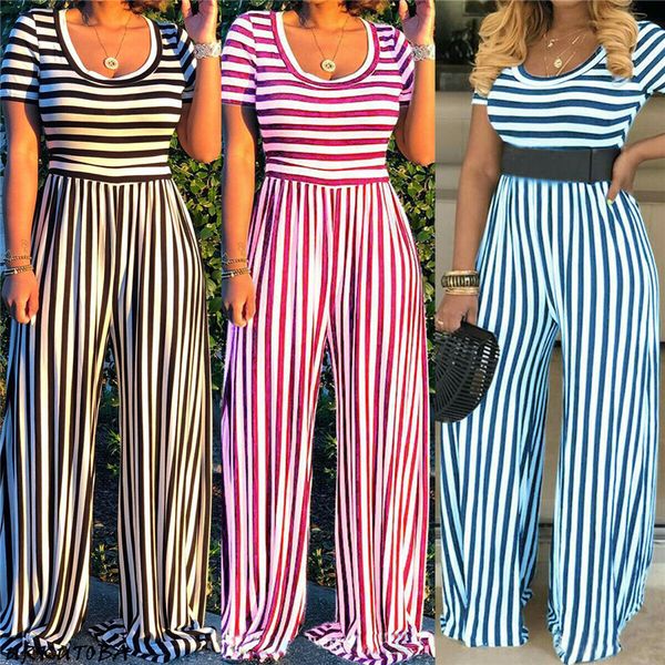 women's jumpsuits & rompers o-neck striped jumpsuit summer short sleeve casual clubwear wide leg pants outfits female plus size, Black;white
women's jumpsuits & rompers o-neck striped jumpsuit summer short sleeve casual clubwear wide leg pants outfits female plus size, Black;white