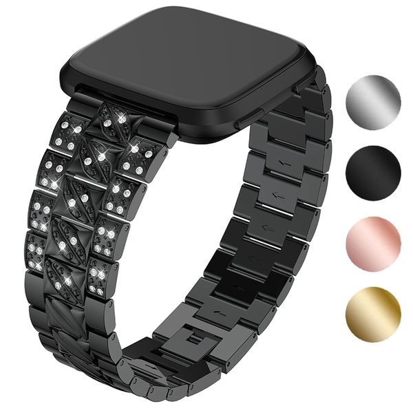 lady bling rhinestone stainless steel watch wrist band strap for versa smart watch replacement metal wristband bracelets, Black;brown
lady bling rhinestone stainless steel watch wrist band strap for versa smart watch replacement metal wristband bracelets, Black;brown