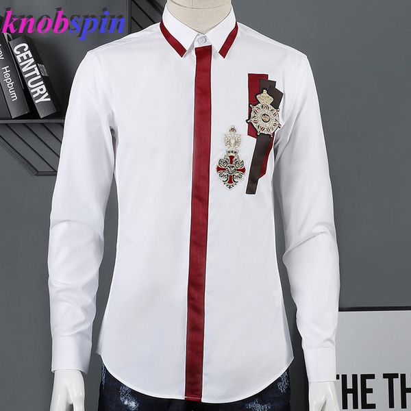 brand quality 100% pure cotton shirt men 2019 handsome medal long sleeve slim camisas masculina black white casual mens shirts, White;black
brand quality 100% pure cotton shirt men 2019 handsome medal long sleeve slim camisas masculina black white casual mens shirts, White;black