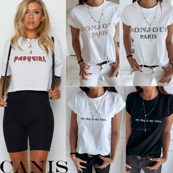 au fashion womens casual slim t-shirts letter print round neck short sleeve cotton casual shirt blouse crop, White
au fashion womens casual slim t-shirts letter print round neck short sleeve cotton casual shirt blouse crop, White