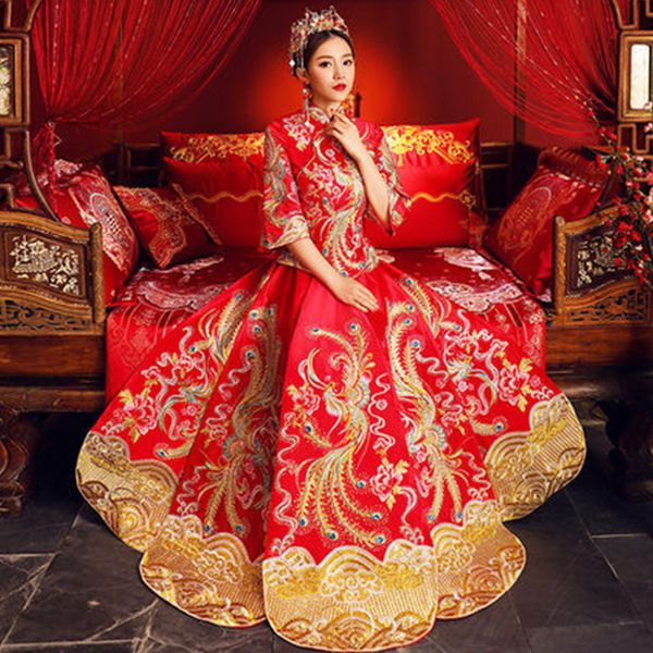платье традиционной свадьбы новых китайской невесты женщина cheongsam женщина феникс вышивка платье современных qipao красных восточные плат, Red
платье традиционной свадьбы новых китайской невесты женщина cheongsam женщина феникс вышивка платье современных qipao красных восточные плат, Red