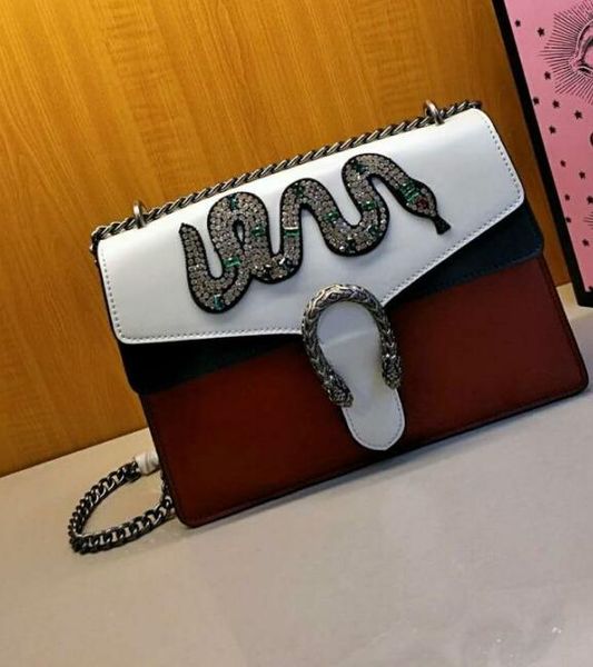 women fashion shoulder bags rhinestones snake fox genuine leather handbags medium size 30cm 403348
women fashion shoulder bags rhinestones snake fox genuine leather handbags medium size 30cm 403348