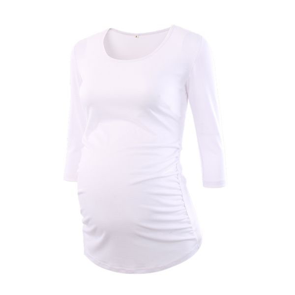 women's blouse maternity clothes side ruched 3 quarter sleeve maternity scoop neck jersey pregnancy clothes for women, White
women's blouse maternity clothes side ruched 3 quarter sleeve maternity scoop neck jersey pregnancy clothes for women, White