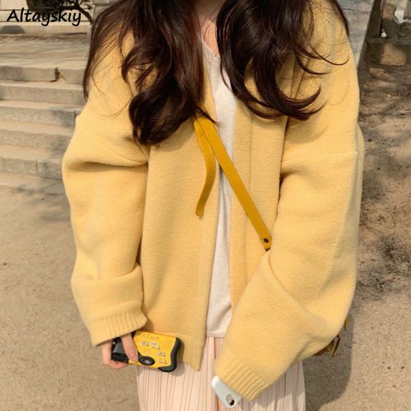 cardigan women yellow solid knit sweater simple popular chic casual ulzzang loose student outerwear female autumn trendy hot, White
cardigan women yellow solid knit sweater simple popular chic casual ulzzang loose student outerwear female autumn trendy hot, White