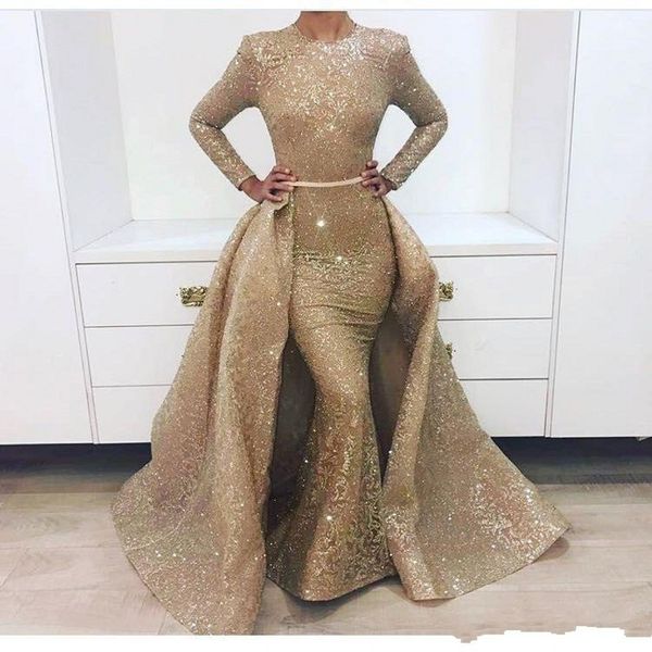 shiny mermaid evening dress with detachable train jewel gold lace appliques sequined prom dress long sleeves zipper back vestidos de fiesta, Black;red
shiny mermaid evening dress with detachable train jewel gold lace appliques sequined prom dress long sleeves zipper back vestidos de fiesta, Black;red