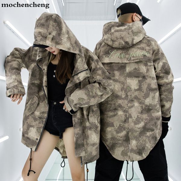 

man irregular camouflage jackets coat hooded full zip jacket 2018 hip hop style long streetwear tc07, Black;brown