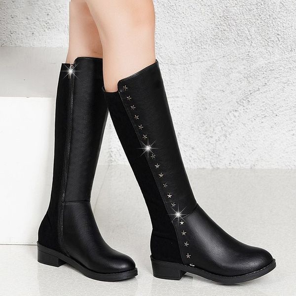 winter women snow boots knee-high pu leather casual low heels boots women shoes zipper comfortable warm boots, Black
winter women snow boots knee-high pu leather casual low heels boots women shoes zipper comfortable warm boots, Black