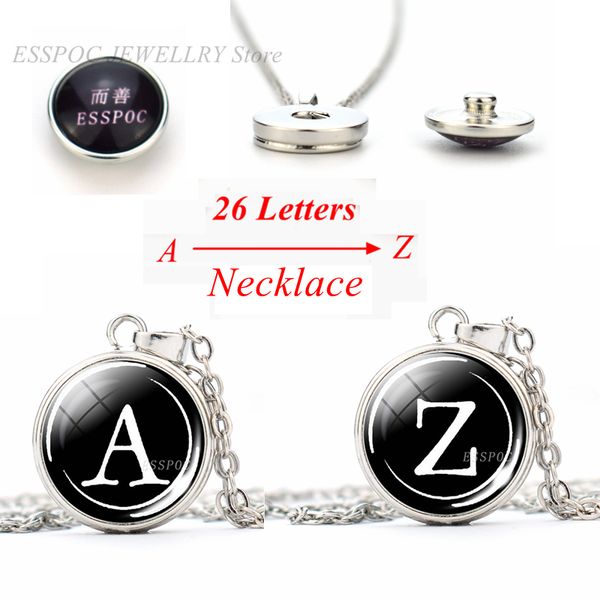 26 letters necklace glass cabochon jewelry a-z letter pendant metal button necklaces fashion accessories women birthday gifts, Black
26 letters necklace glass cabochon jewelry a-z letter pendant metal button necklaces fashion accessories women birthday gifts, Black