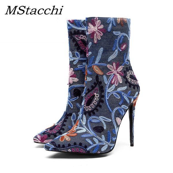 mstacchi spring thin high heels ankle women boots short manual embroider 2019 zipper denim footwear fashion booties female shoes, Black
mstacchi spring thin high heels ankle women boots short manual embroider 2019 zipper denim footwear fashion booties female shoes, Black