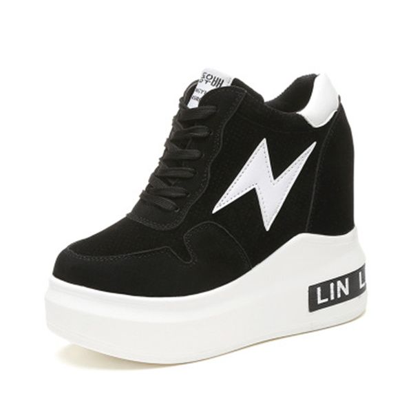 2018 spring platform breathable casual shoes ladies height increase, Black;white