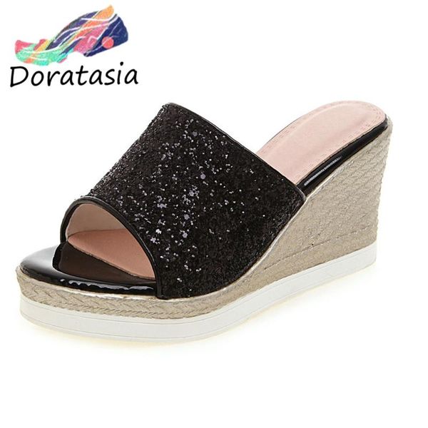 doratasia new ladies fashion glitters platform slides sweet summer high wedges slippers women 2020 heeled summer shoes woman, Black
doratasia new ladies fashion glitters platform slides sweet summer high wedges slippers women 2020 heeled summer shoes woman, Black