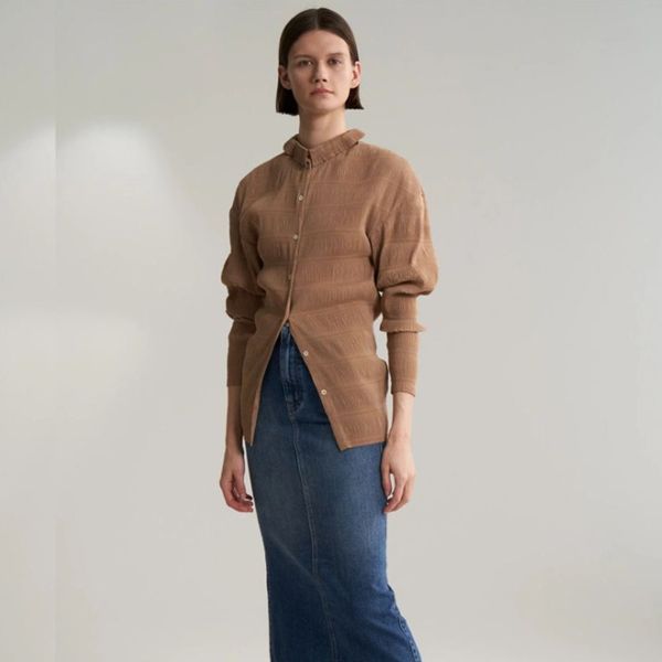 women's blouses & shirts 7a00304 stand collar full sleeves knitting single breasted slim pleated vintage spring and autumn fashion shir, White
women's blouses & shirts 7a00304 stand collar full sleeves knitting single breasted slim pleated vintage spring and autumn fashion shir, White