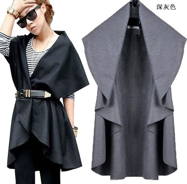 women's fashion wool blend coat ladies cape/shawl ladies poncho wrap scarves coat 18094, Black
women's fashion wool blend coat ladies cape/shawl ladies poncho wrap scarves coat 18094, Black