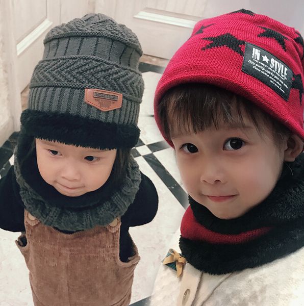 children's outdoor hats autumn and winter warm two-piece boys and girls tide wool plus velvet warm hat scarf, Black;white
children's outdoor hats autumn and winter warm two-piece boys and girls tide wool plus velvet warm hat scarf, Black;white