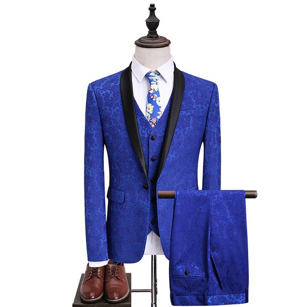 blue jacquard men suits jacket + vest + pant mens three-piece set wedding banquet men blazer coats asia size s-5xl, White;black
blue jacquard men suits jacket + vest + pant mens three-piece set wedding banquet men blazer coats asia size s-5xl, White;black